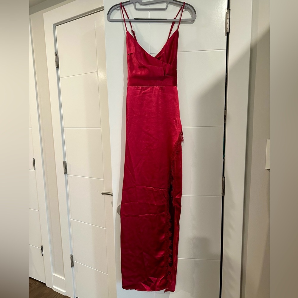 NEW Elegant Red Satin Gown